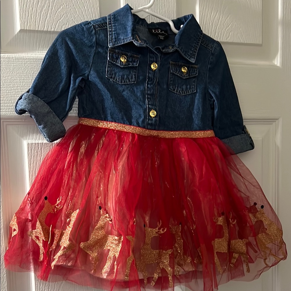 Lilt Denim and Red Tulle Dress